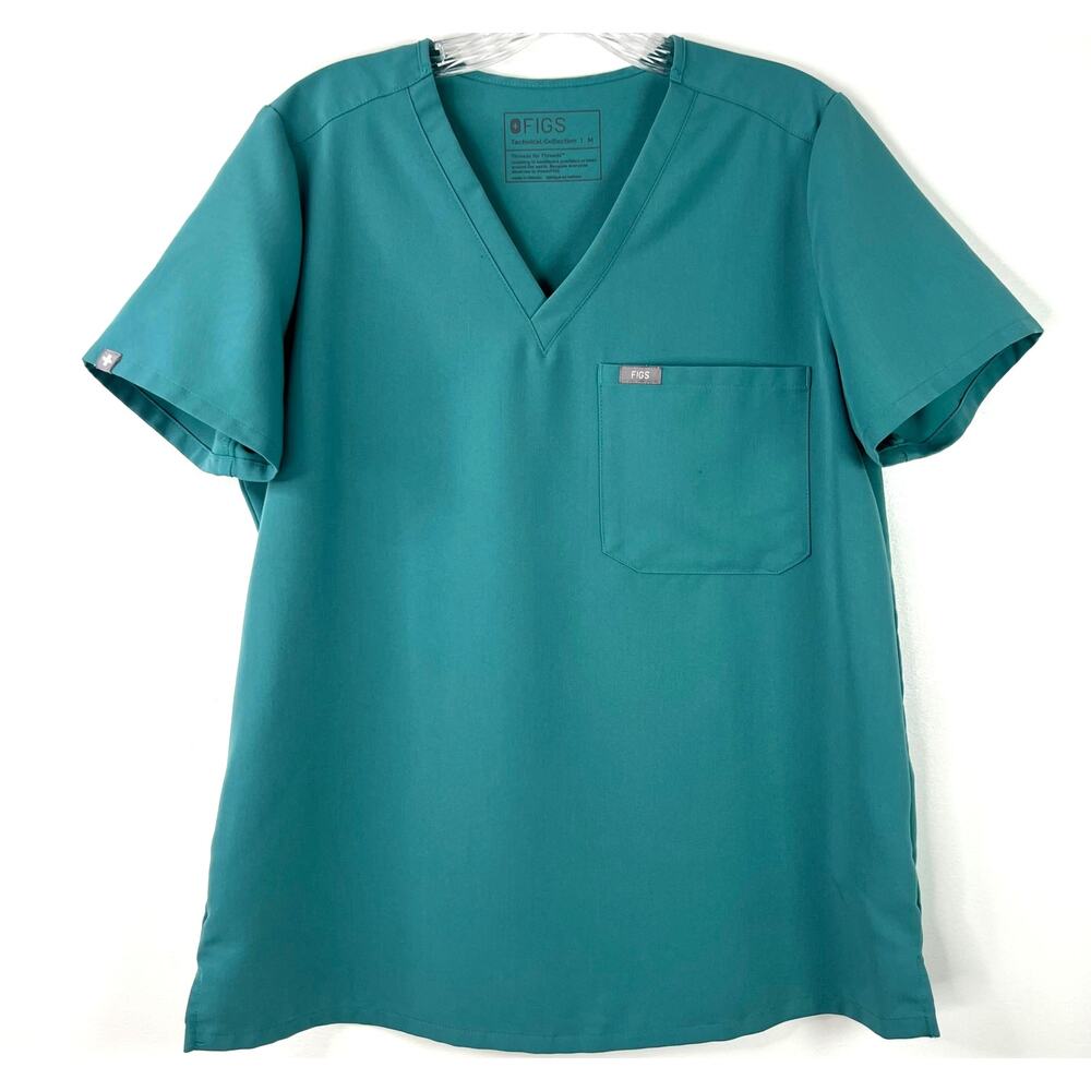 FIGS Women's Catarina One-Pocket Scrub Top Short Sleeves Side Slits Size Medium